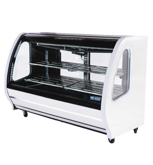  74" Curved Glass Refrigerated Deli Bakery Display Case PRO-KOLD DDC80 White 