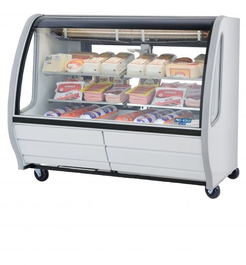  56" Curved Glass Refrigerated Deli Bakery Display Case PRO-KOLD DDC60 White 