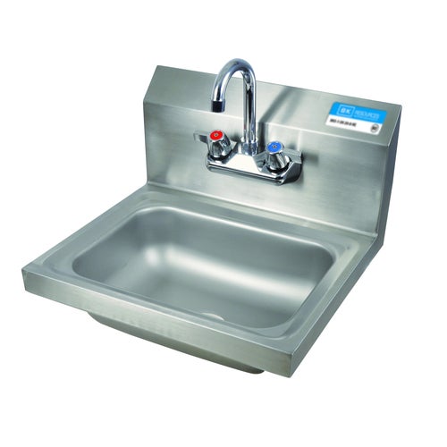 BK Resources BKHS-W-1410-P-G 4&quot; Center Splash Mount Faucet 14&quot; x 10&quot; Hand Sink