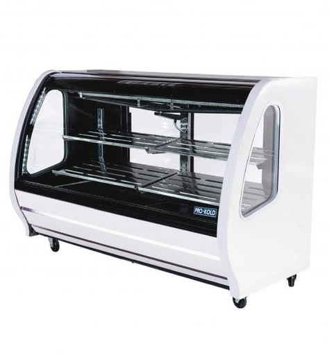  74" Curved Glass Refrigerated Deli Bakery Display Case PRO-KOLD DDC80 White 